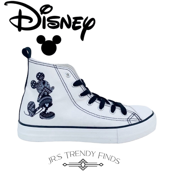 Disney Shoes - Disney Mickey Mouse White High-Top Sneakers Women’s 8 & 9